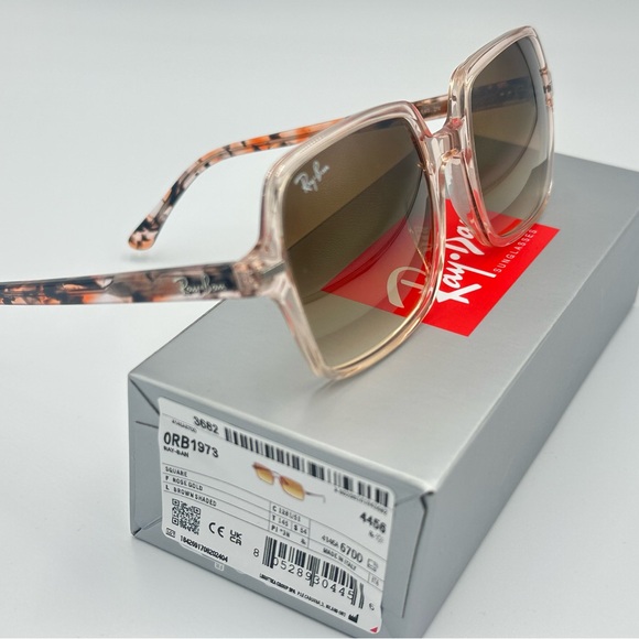 Ray-Ban Women’s Sunglasses RB1973 Square 53mm Brown w/ Gradient Brown Lens - Picture 4 of 9